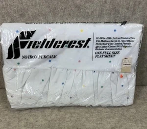 NOS Fieldcrest Full Flat Sheet Ruffled Country Stardust Lace Cottage Core Stars - Picture 1 of 8
