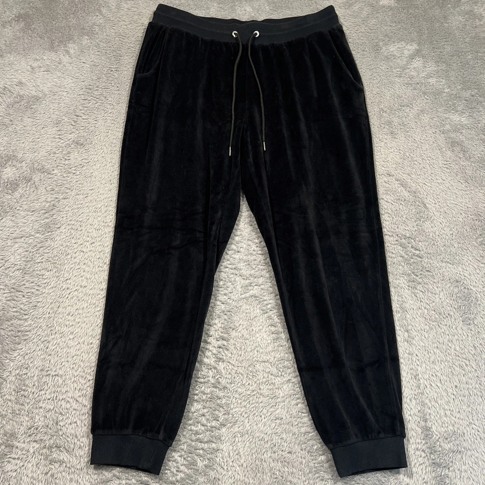 Pantalones deportivos bebe jogger de vellón para mujer 1X pantalones negros con cordón con logotipo Y2K Foto 1 de 4