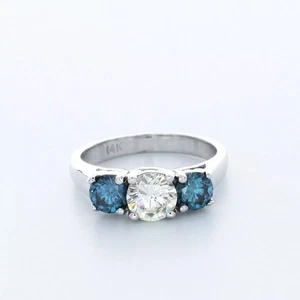 Anillo de compromiso de 3 piedras enrejado oro de 14 quilates 1,89 quilates diamante redondo cultivado en laboratorio L VS1 - Imagen 1 de 21