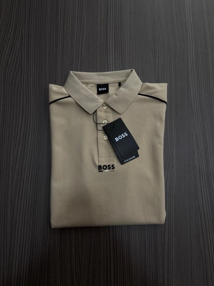 Camiseta polo para hombre Hugo Boss Paule Moisture talla pequeña S - negra Foto 1 de 1