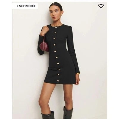 Mini Vestido para Mujer Reformation Negro Dorado Esculpido Botones Micah Pequeño Nuevo con Etiquetas Foto 1 de 4