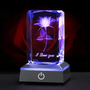 3D Rose Crystal Birthday Gifts for Girlfriend, Valentines Day Anniversary Mother - Picture 1 of 12