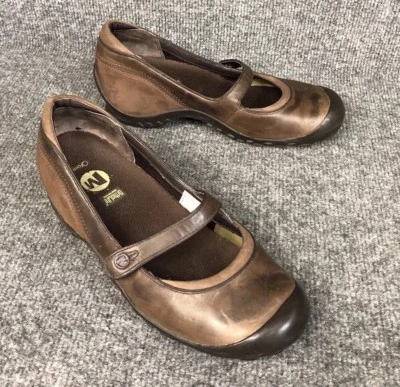 Zapato Merrell Mary Jane Plaza Flaunt Marrón Cuero Castaño Gamuza, Talla 7 M Foto 1 de 4