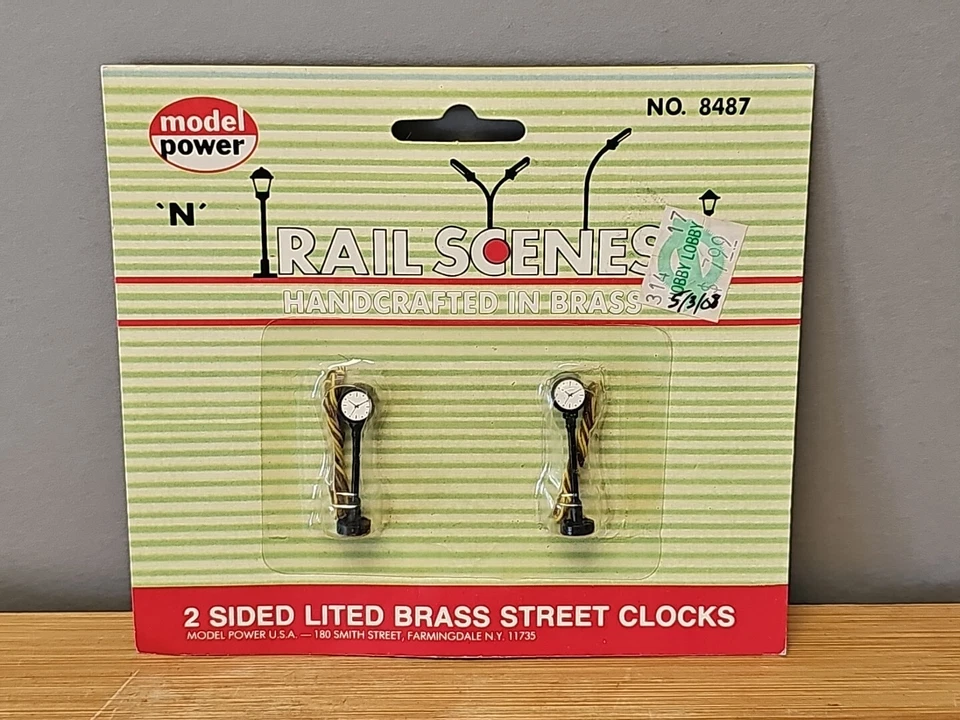 Model Power 8487 N Scale 2 Sided Brass Lighted Street Clocks New - Image 1 of 1