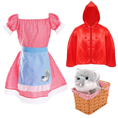 BOOK WEEK GIRLS LITTLE RED RIDING HOOD COSTUME WITH BASKET HALLOWEEN FANCY DRESS - Image 1 of 4
