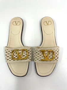 Valentino cream sandals with gold logo buckle Size EU 39 - Picture 1 of 5