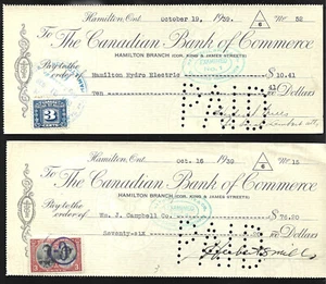 THE CANADIAN BANK OF COMMERCE LOT OF 2 FROM 1939 - Picture 1 of 2