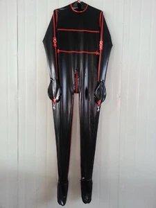 Latex Rubber Gummi Black Catsuit Bodysuit Cosplay Tights Jumpsuit 0.4mm S--XXL - Picture 1 of 4