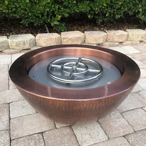 Textured Copper 26" Round Fire Pit Bowl 92,000 BTU Patio Outdoor Heater Propane - Picture 1 of 9