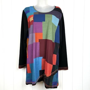 Parsley & Sage Tunic Top Womens Sz L Lagenlook Art To Wear Long Sleeve Asymetric - Picture 1 of 13