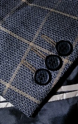 48 38R Marrón Gris Lúpulo Tejido Suelto Ventana Cuadros Blazer Chaqueta Abrigo Deportivo Foto 1 de 4