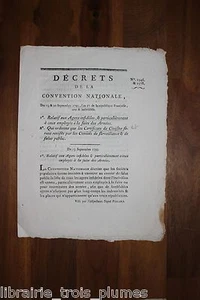 ✒ Révolution CONVENTION NATIONALE Décret Agents infidèles & Certificats CIVISME - Bild 1 von 1