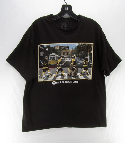 Boston Bruins Shirt Men XL Black Pullover The Orange Line Bobby Orr T-Shirt Cover