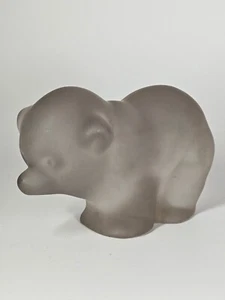 Vintage TFM The Franklin Mint Bear Cub Statue Frosted Glass Paperweight - Picture 1 of 7