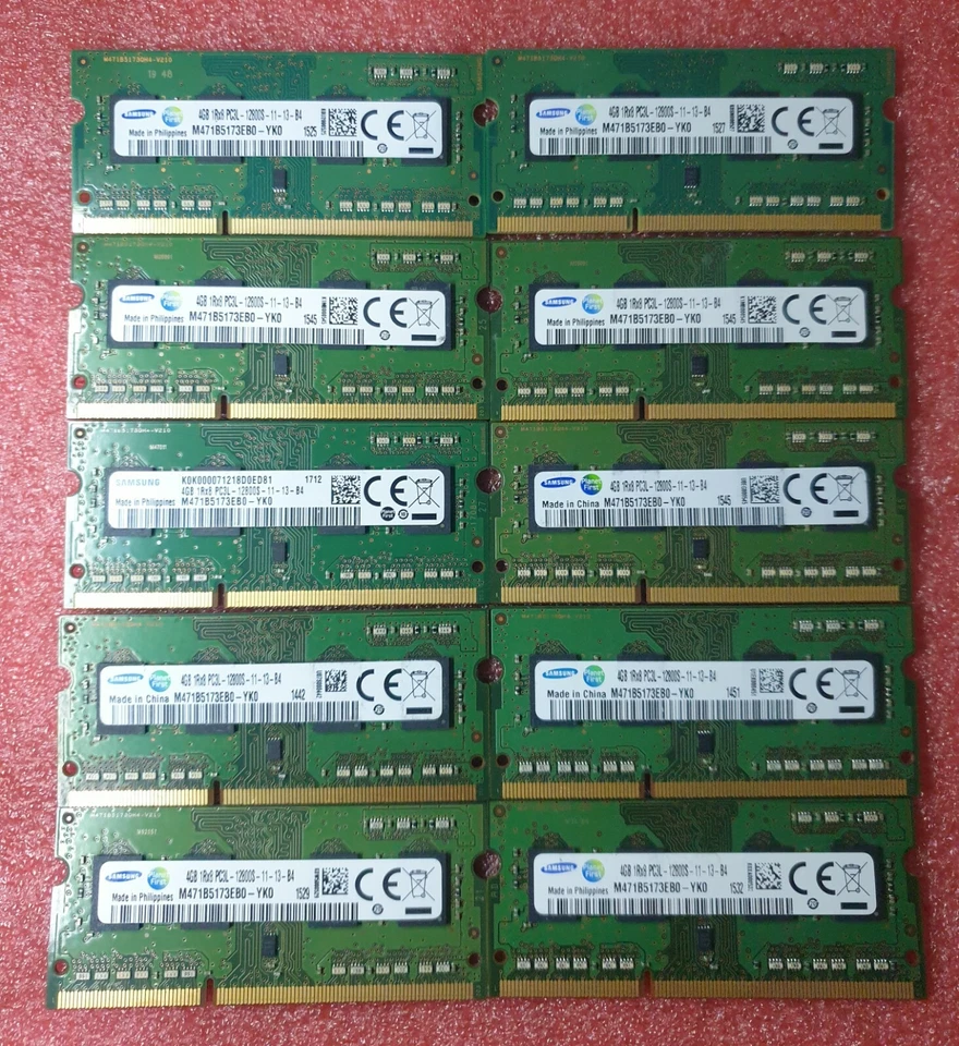 Samsung Job Lot 10x4GB DDR3 PC3L-12800S 1600MHz SODIMM Laptop RAM Memory 204pin - Image 1 of 1