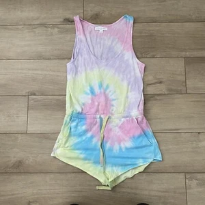 Spiritual Gangster Womens Romper Size S Pink Blue Tie Dye Shorts Lounge - Picture 1 of 4