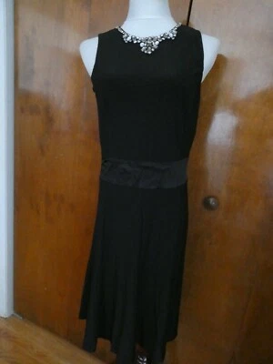 Ralph Lauren Mujer Negro Elegante Cuello Jersey Vestido de Noche Foto 1 de 4