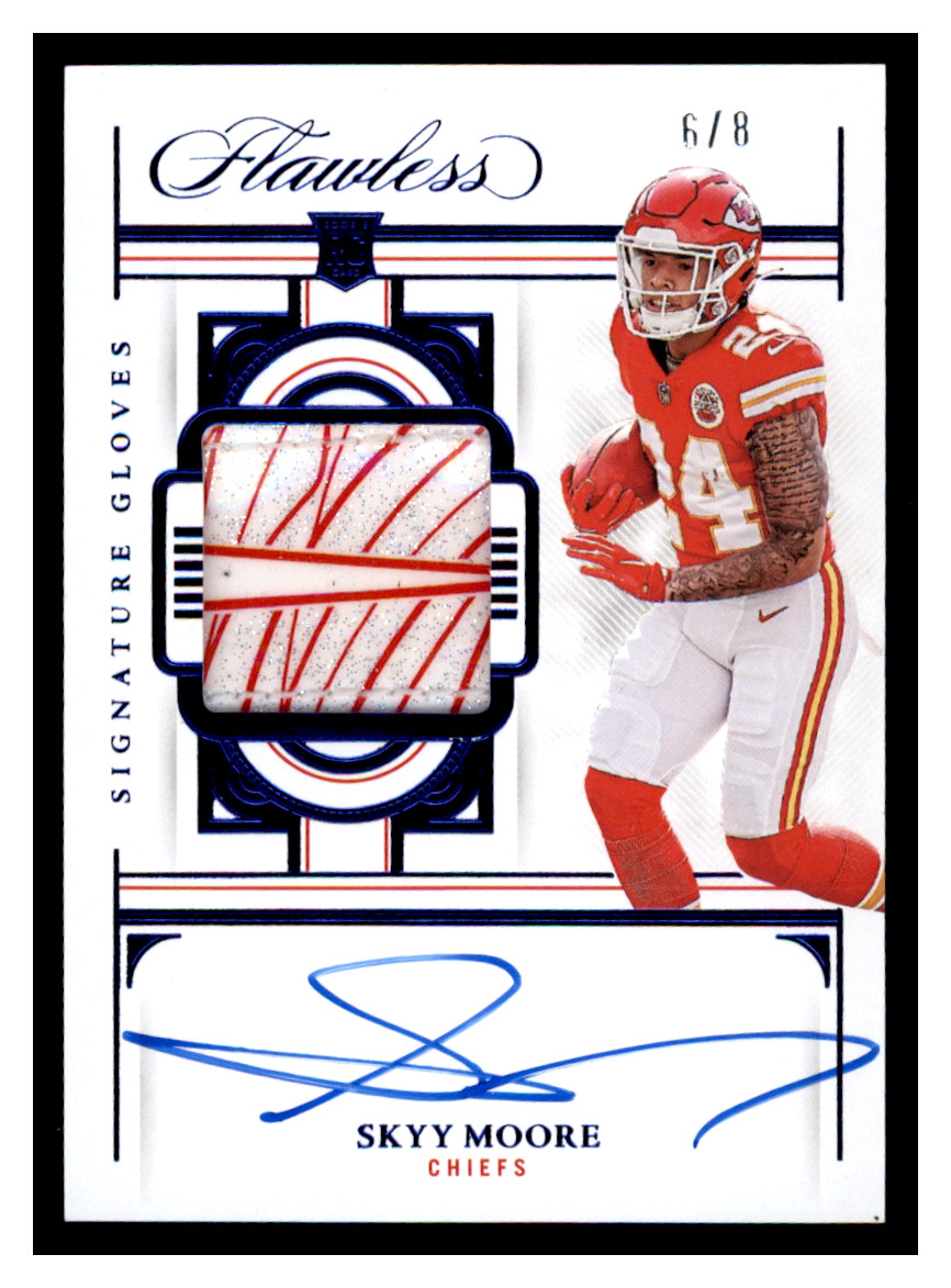 2022 Panini Flawless Skyy Moore Sapphire Signature Gloves RC Auto 6/8 Chiefs