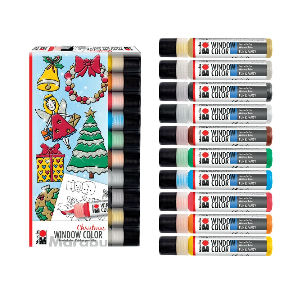 Marabu Window Color Set Xmas Fenster Mal Vorlage 10x Farben je 25ml Weihnachten - Bild 1 von 4