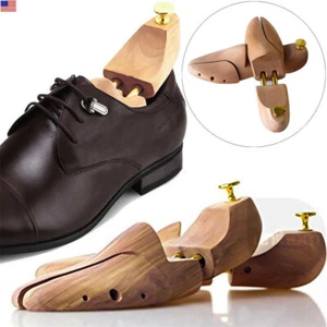 US 8-12 Men's Cedar Wood Shoe Tree Shaper Adjustable Width Stretcher Large Size - Picture 1 of 12
