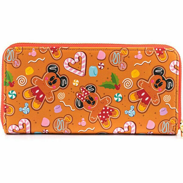 LOUNGEFLY X Disney Mickey Minnie Gingerbread AOP Zip Around Wallet WDWA1782