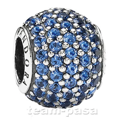 PANDORA 791051NCB blaue Pavé Kugel Charm Silber Schmuck - Bild 1 von 2