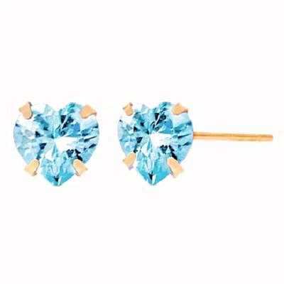 Brincos de ouro amarelo sólido 14K pedra de nascimento mar cor água-marinha JNK feitos na COREIA - Imagem 1 de 4