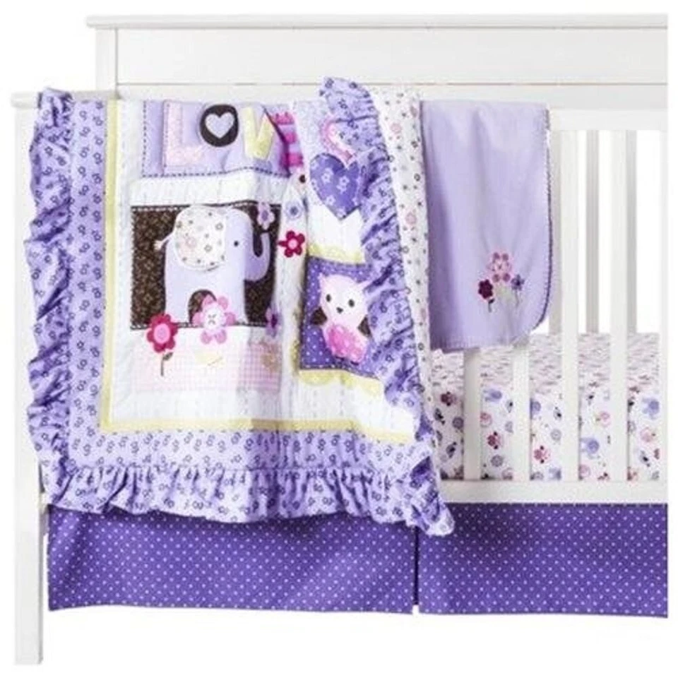 Juego de ropa de cama para cuna de bebé niña Circo Love N' Lilacs 4 piezas Foto 1 de 1
