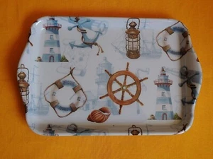 Ambiente 1x Tablett Leuchtturm Ruder Anker Laterne Melamin 13 x 21 trays maritim - Bild 1 von 2