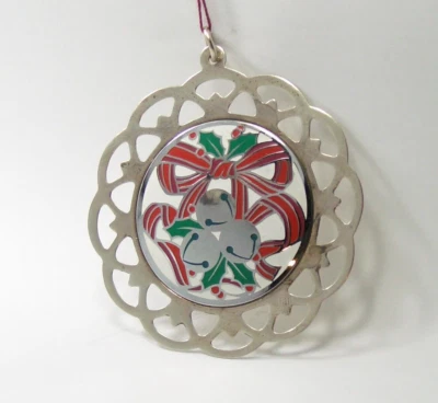 Colgante de plata esterlina Lunt Jingle Bells adorno navideño esmalte 1988 Foto 1 de 4