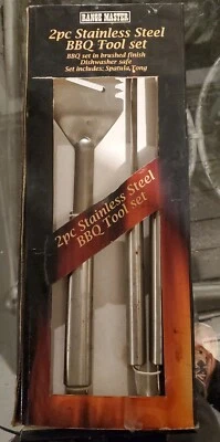 Rare 2 Piece Stainless Steel Bbq Tool Set heavy duty in pack - Image 1 of 2