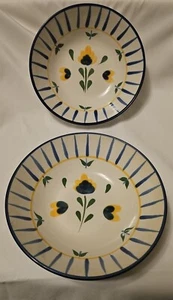 Dansk Salerno Ceramic Bowls Indonesia Discontinued 2003-2005 Yellow Blue Floral - Picture 1 of 4