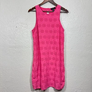 Charlie Paige Mini Sundress Small Eyelet Cotton Pockets Keyhole Feminine Resort - Picture 1 of 15
