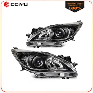 Headlights Assembly For 2010 2011 2012 2013 Mazda 3 (5-Speed) Black Housing Pair - Picture 1 of 8