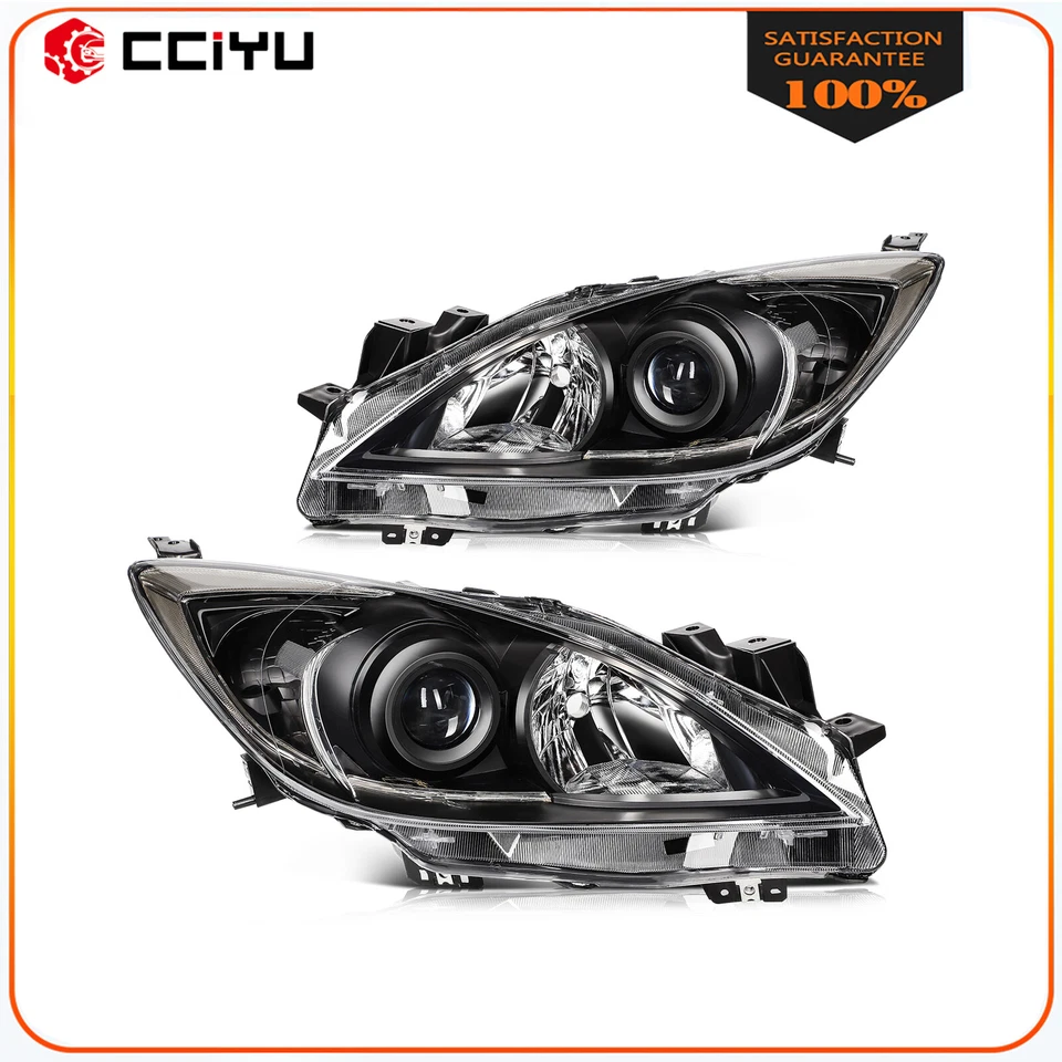 Conjunto de faros para Mazda 3 2010 2011 2012 2013 (5 velocidades) par de carcasas negras Foto 1 de 4