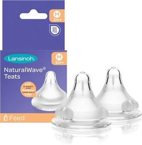 Lansinoh NaturalWave Medium Flow Teats Pack of 2 Medium-flow Silicone - Picture 1 of 5