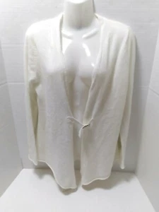 COLOUR WORKS KNIT BUCKLED FRONT CARDIGAN OPEN TOP WOOL BLEND SIZE L CREAM - Picture 1 of 11