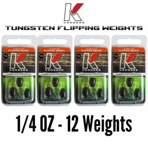 1/4 OZ BLACK - 4 Pack (12 Weights) TUNGSTEN Flipping Weights Bullet Weights - Picture 1 of 5