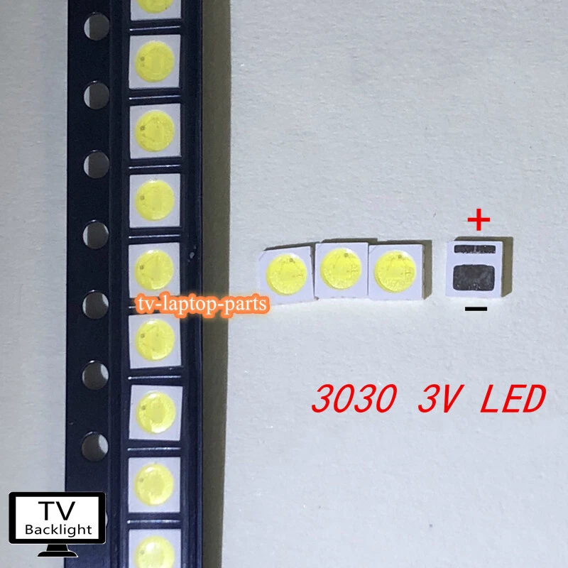 LED 3030 3V Lamp Beads 1W LCD TV Backlight Lamp Beads Cool White 100pcs - Image 1 of 1