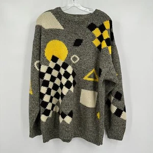 Vintage Bonnie Lee LeRoy Womens Sweater Size 42 Multicolor Wacky Geometric Artsy - Picture 1 of 6