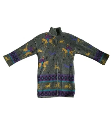 复古 80 年代 Mondi 德国羊毛毛衣牛仔独特罕见 36 码女式 — 第 1/4 张图片