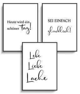 Wandposter A4 Deko Bild 3er Set Minimal 34 Spruch Modern Zimmer Zuhause Flur Art - Bild 1 von 4
