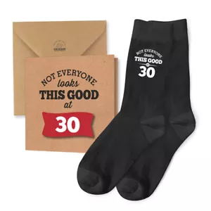 30th Birthday Card & 30th Birthday Gift Socks for Men Funny Keepsake Present - Picture 1 of 9