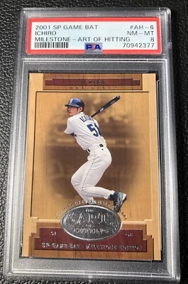 PSA 8 2001 SP Game Bat Milestone Art of Hitting #AH6 Ichiro Suzuki RC HOF GOAT - Image 1 of 2
