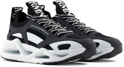 EMPORIO ARMANI EA7 X8X174 XK377 SNEAKERS SCARPE SPORTIVE UOMO LACCI K485 BLACK - Imagem 1 de 4