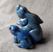 Antique Chinese Lapis Lazuli Double Rabbit jade carving