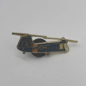 Vintage Gold Tone Enamel Navy Chinook Helicopter Lapel Pin - Picture 1 of 4