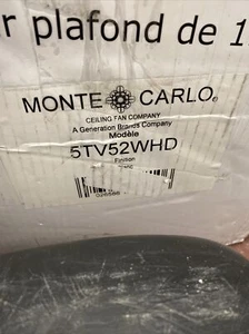 Monte Carlo traverse 52" Ceiling fan/light. Model-5TV52WHD. NWD - Picture 1 of 6