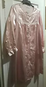 NWT Character Brand Womans Button Down Nightgown/Robe Embroidered Pink Sz L - Picture 1 of 5
