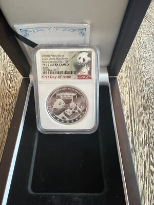 2020 China Silver Panda 50g NGC PF70 | Berlin Money Fair FDI | #75/300 FLAWLESS - Image 1 of 4